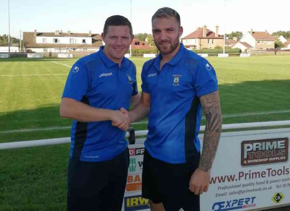 Wells man of the match Lee Begg with joint manager Tom Clifford-Jones