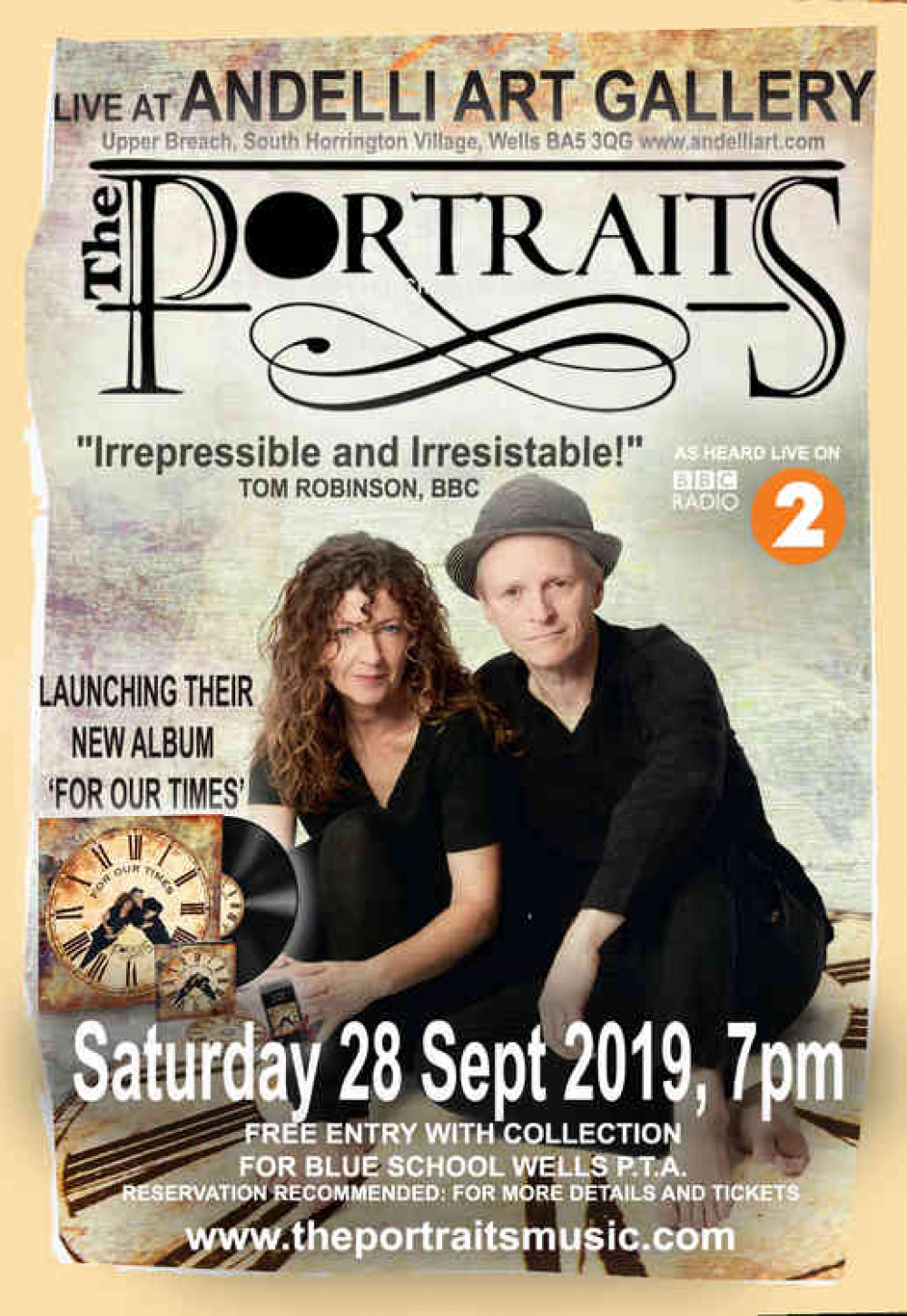 The Portraits' Wells concert poster 28th September 2019