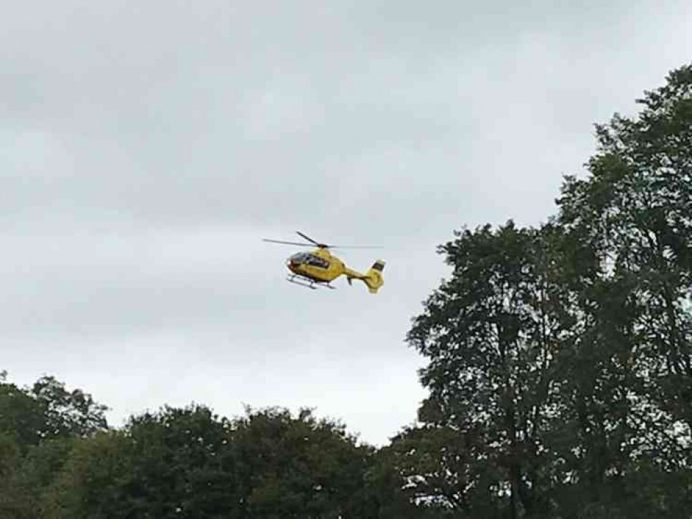 The helicopter above Wells this afternoon