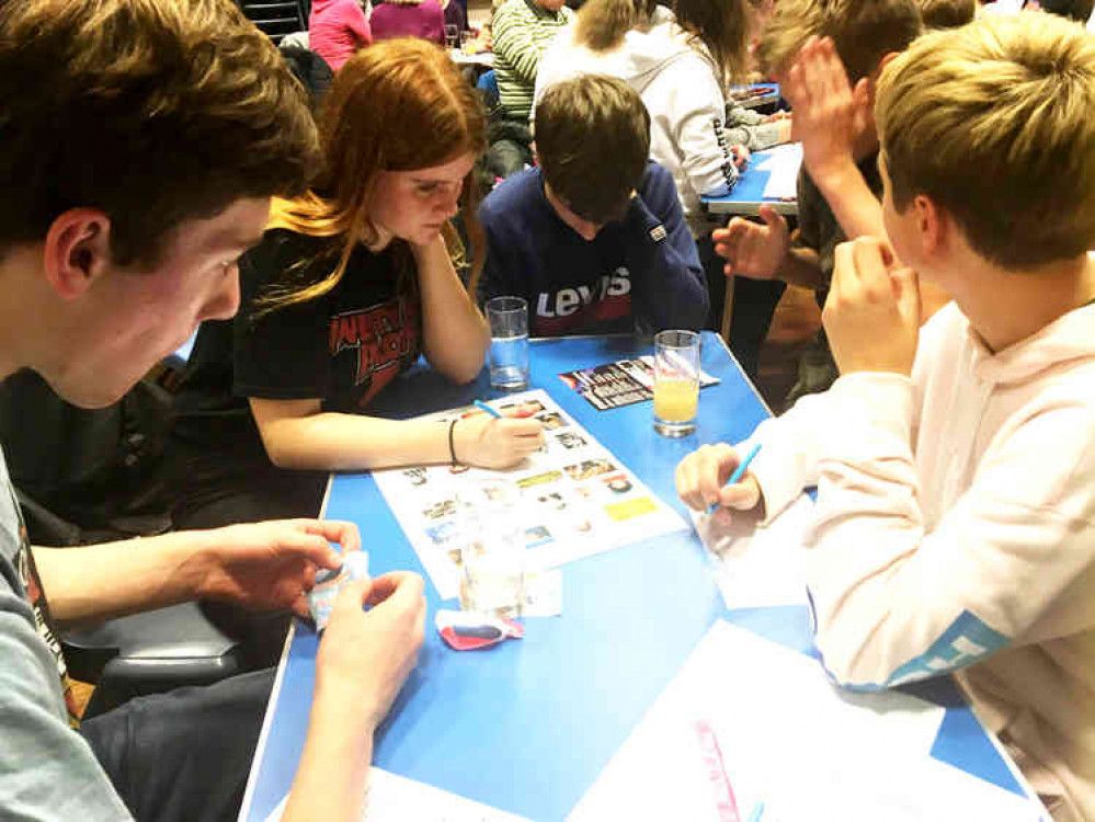 Pupils madly searching their brains for quiz answers