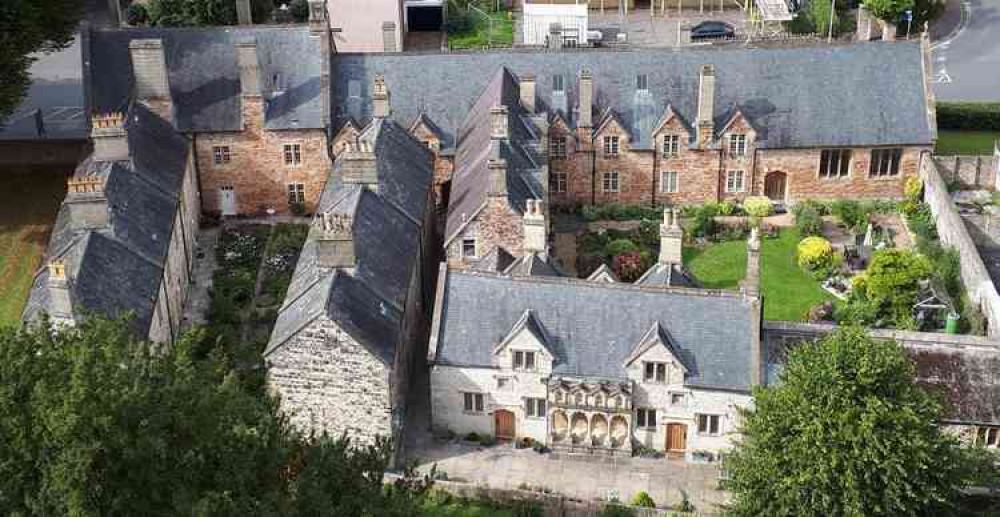 An aerial view of the Bubwith Almshouses site