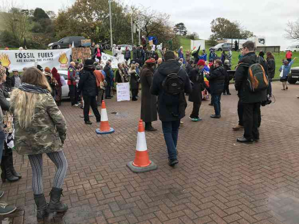 The protest at Burns the Bread in Glastonbury