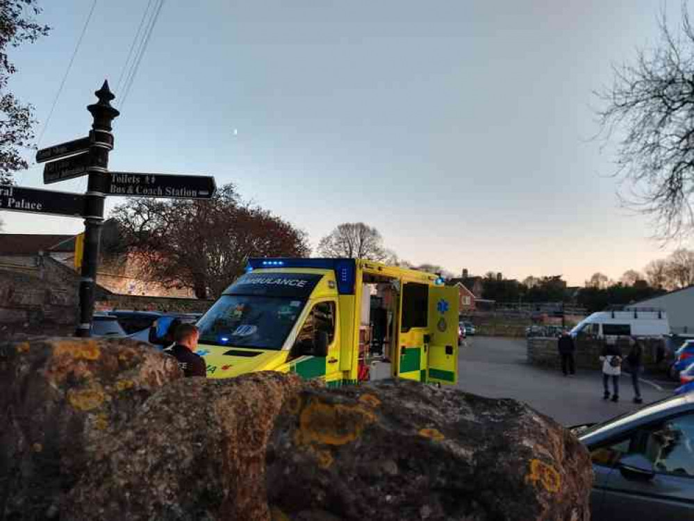 An ambulance attending the incident in Wells yesterday An ambulance attending the incident in Wells yesterday