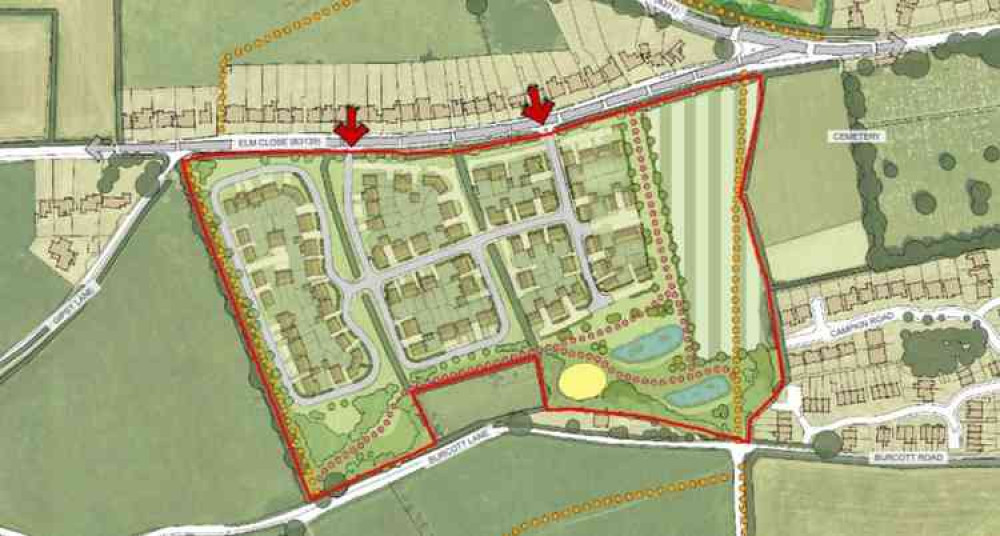 Masterplan of new development of 100 homes off B3139 Elm Close in Wells (Photo: Gladman Developments)