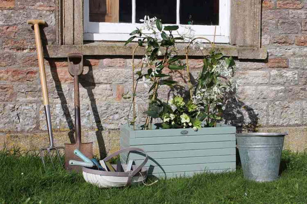 Old Sage Green Wood Paint on Planter