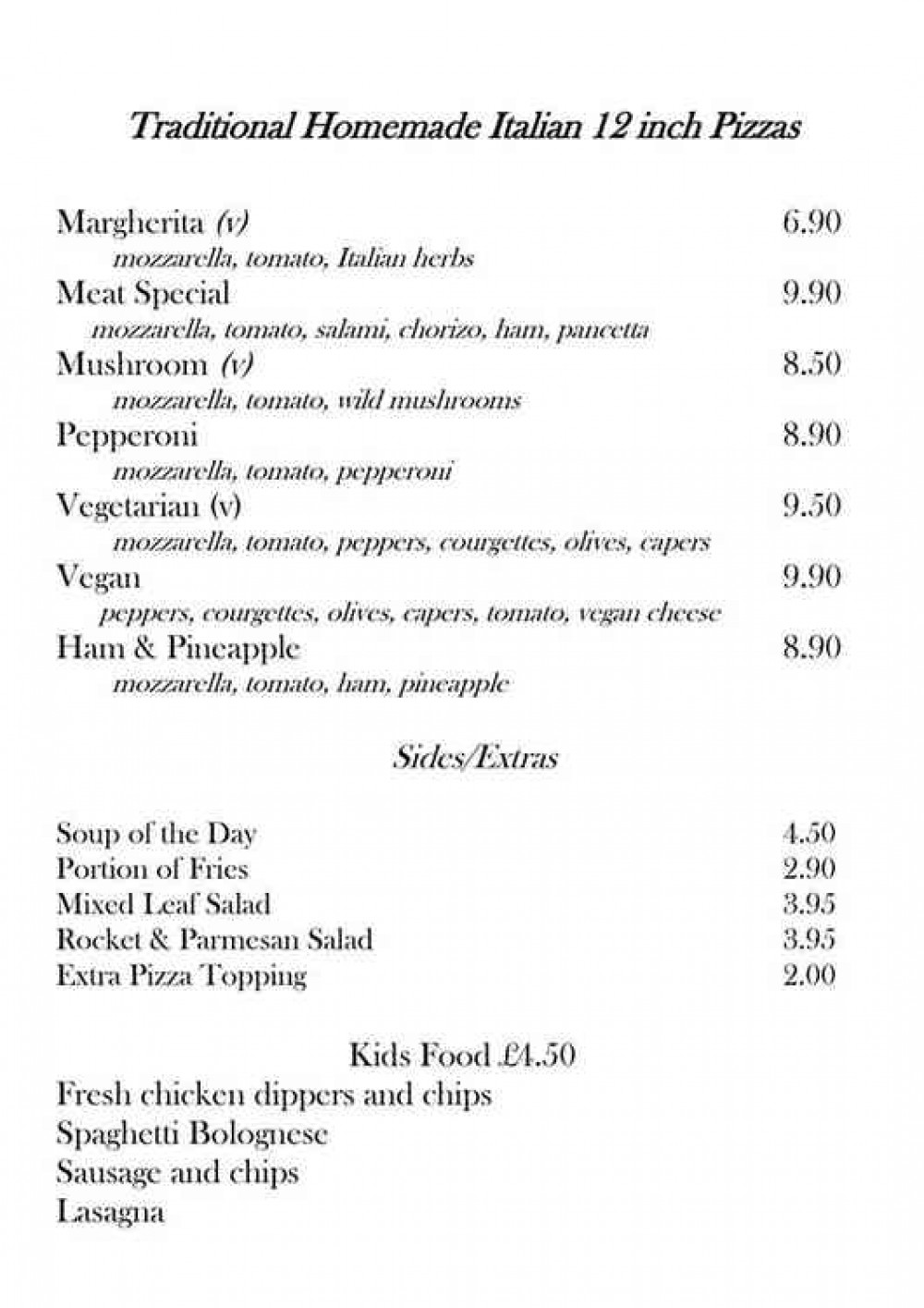 Page 2 of the Rugantino's takeaway menu