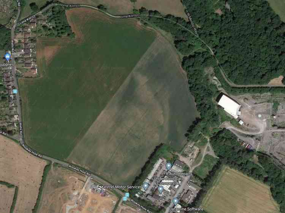 The site off Wookey Hole Road where the houses were proposed (Photo: Google Earth)