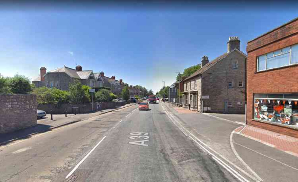 There will be temporary traffic lights on the A39 Glastonbury Road in Wells next week (Photo: Google Street View)