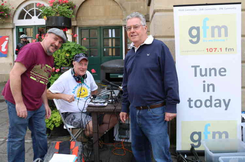 Compere Allan Trinder, right with the GFM sound team Lee Simpson and Ian Liversidge