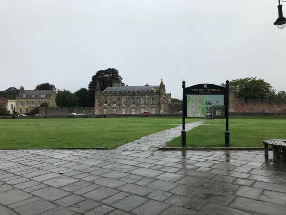 Wells Cathedral Green looking towards the Old Deanery