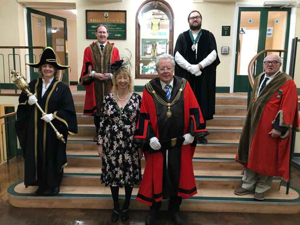 Philip Welch and his wife Caroline with other civic dignitaries after the mayor-making ceremony