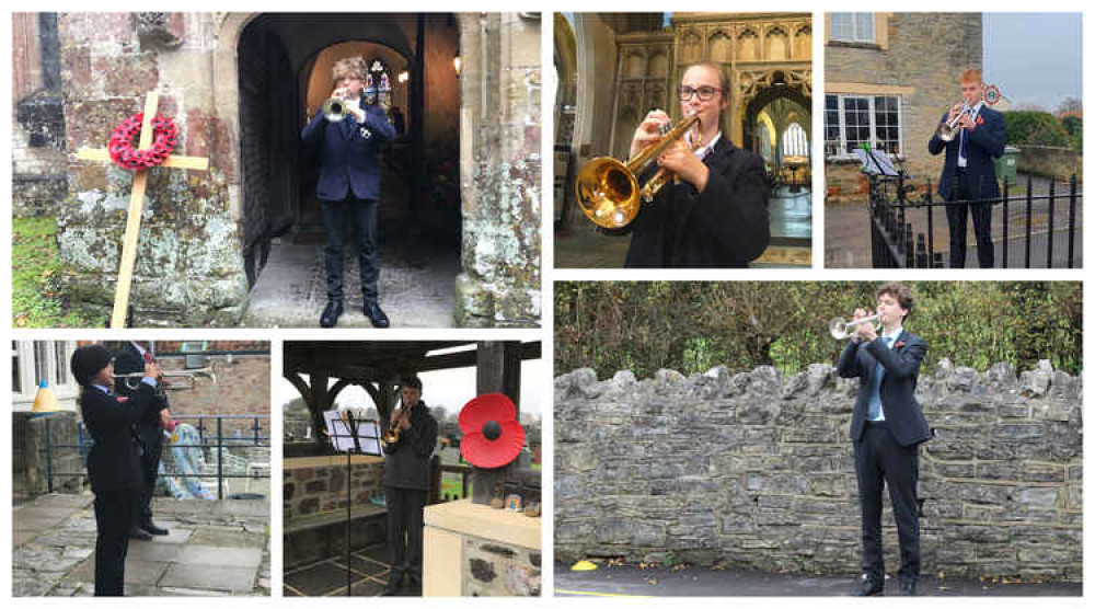 Last Post trumpeters from Wells Cathedral School