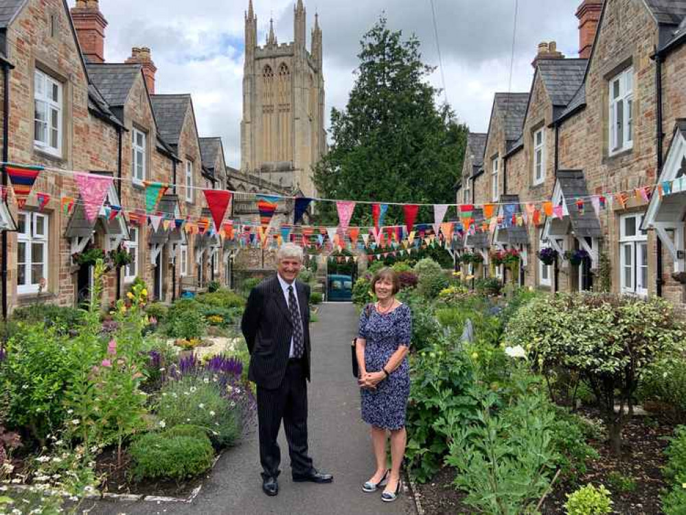 Shirley Watt takes the High Sheriff on a tour of the Wells Almshouses Shirley Watt takes the High Sheriff on a tour of the Wells Almshouses