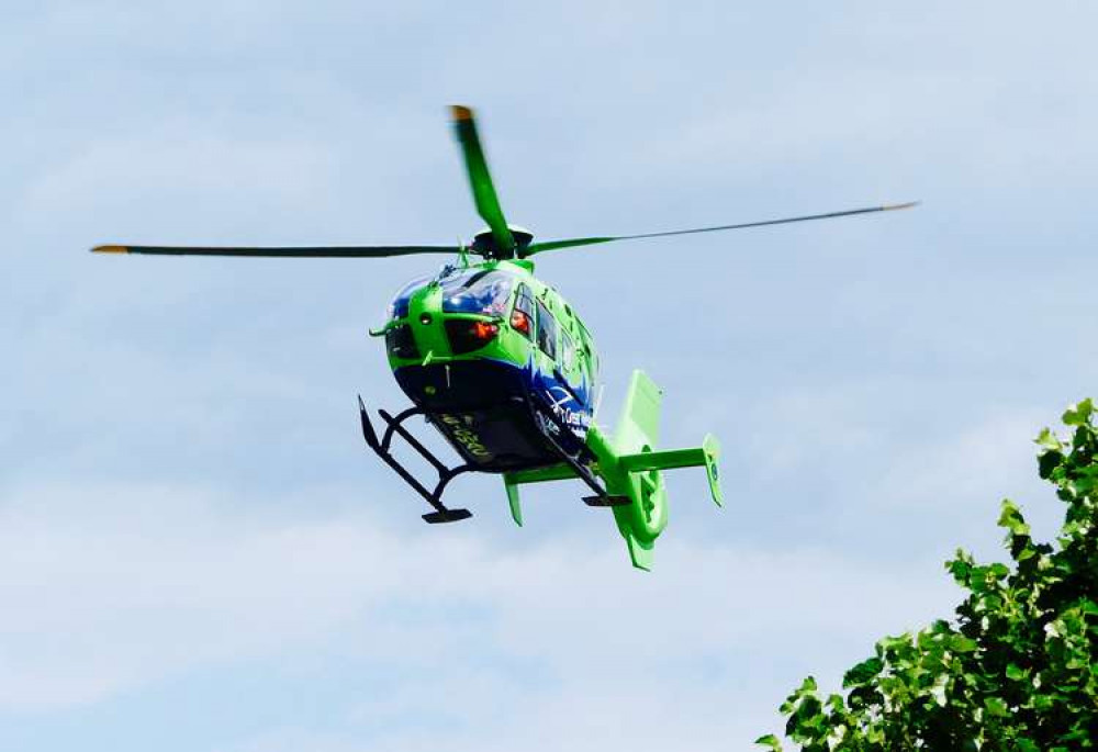 The air ambulance landing in Wells (Photo: Peter Carroll)