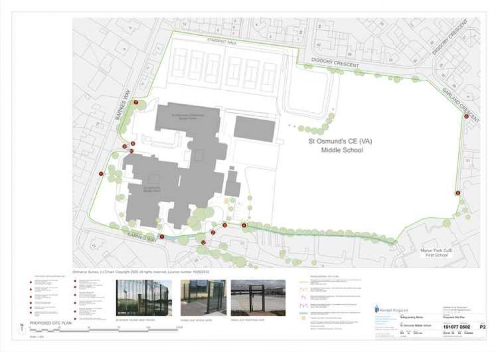 Where the proposed fence for St Osmund's Middle School would go Where the proposed fence for St Osmund's Middle School would go