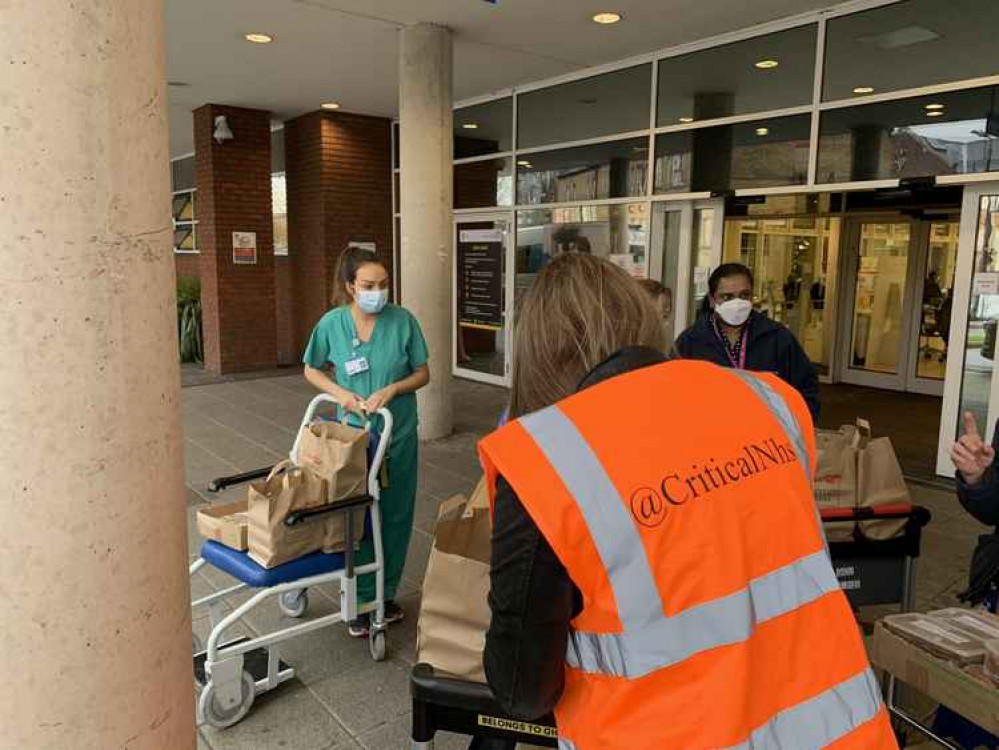 Delivering food to frontline staff at St George's Hospital. Credit: @CriticalNHS